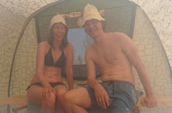 Aufguss und viel Dampf in der Sauna